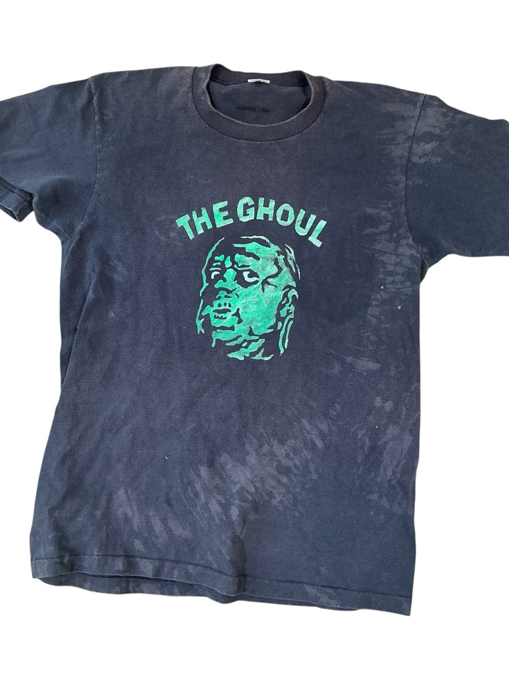 Vintage 70s The Ghoul navy and green single stitch T-Shirt size Small USA made